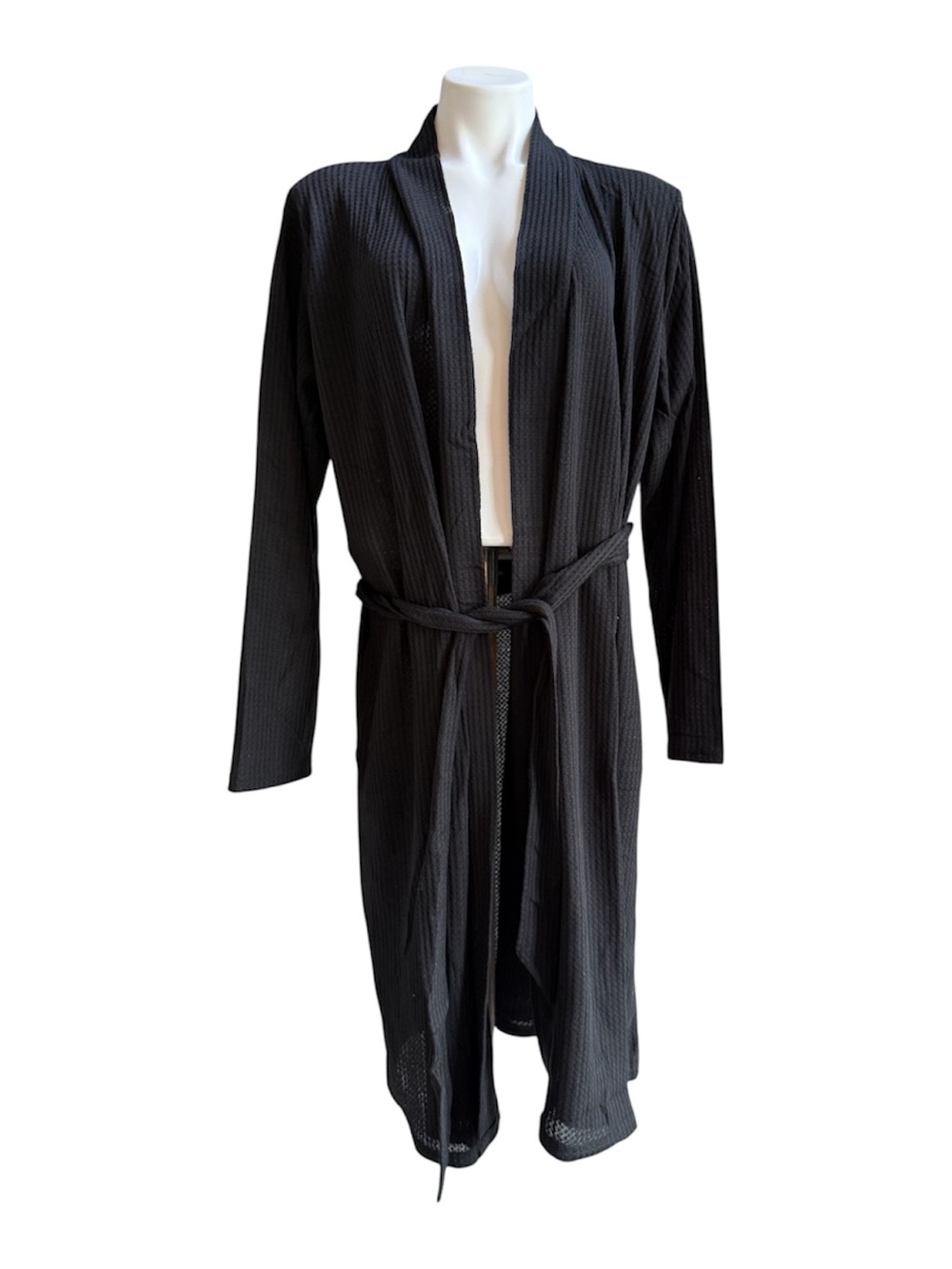 Alexander Del Rossa Knit Robe with Pockets Black XL NWT - Picture 3 of 9